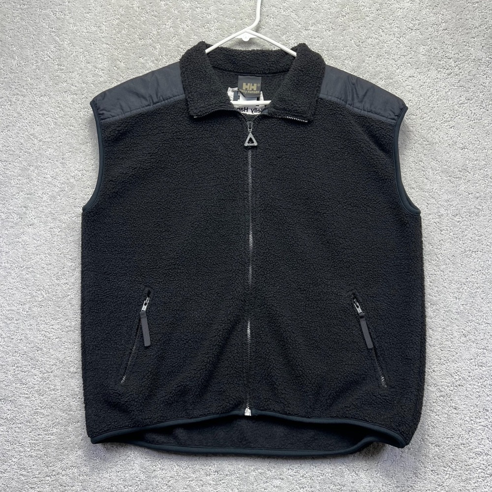 VINTAGE Helly Hansen Pile Fleece Vest Mens XL Black Full Zip Gorpcore Outdoor